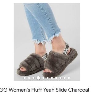 Uggs fluff yeah charcoal slippers size 7